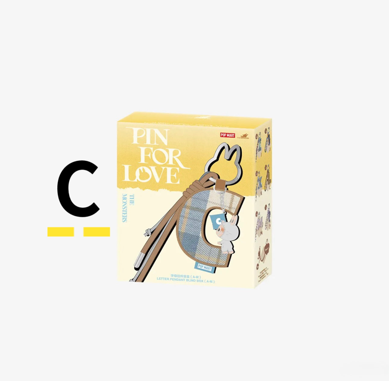 ( PICK YOUR LETTER ) Labubu The Monsters – NEW RELEASE PIN FOR LOVE Letter Pendant( A - M ) (Single)
