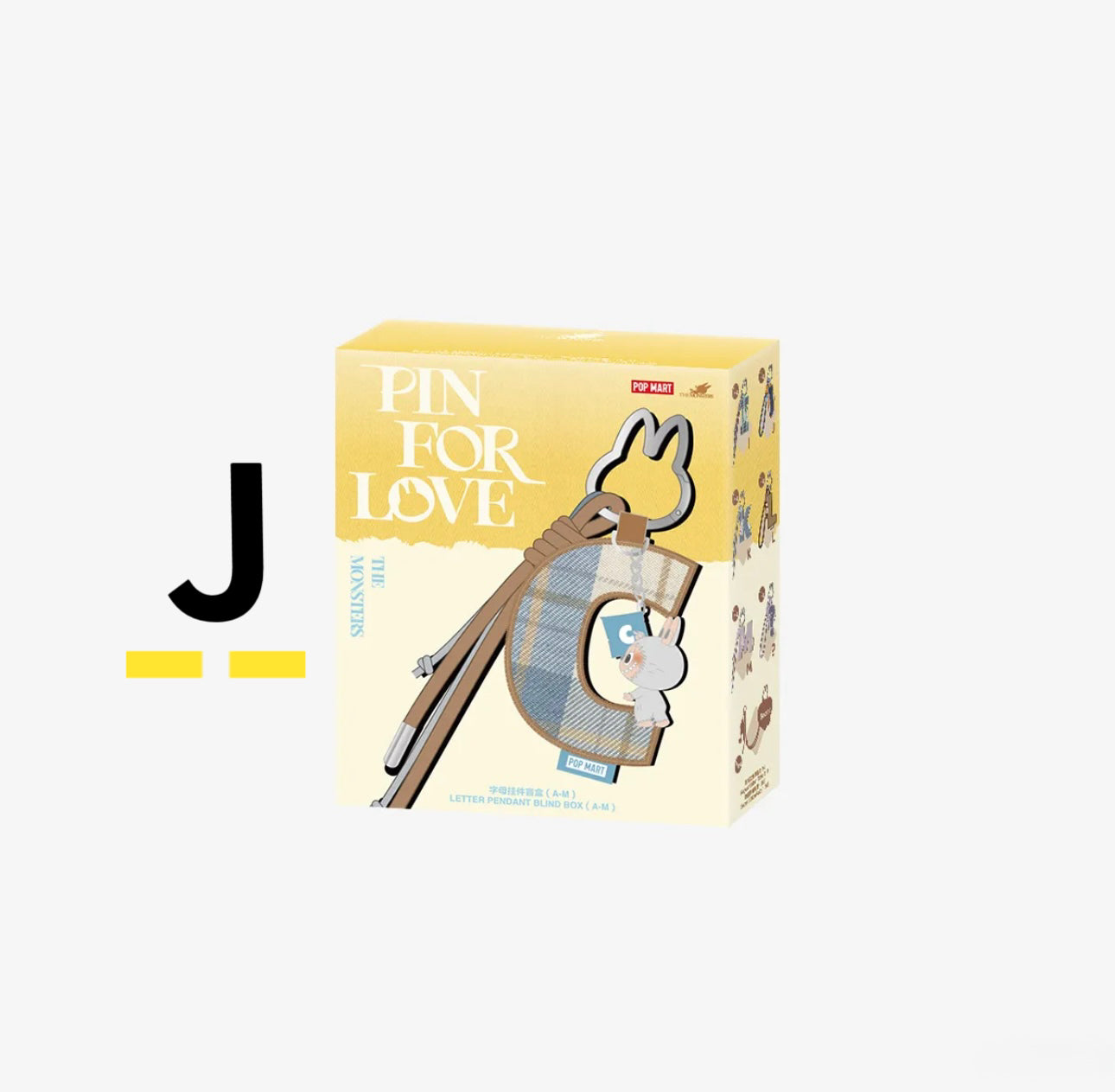 ( PICK YOUR LETTER ) Labubu The Monsters – NEW RELEASE PIN FOR LOVE Letter Pendant( A - M ) (Single)