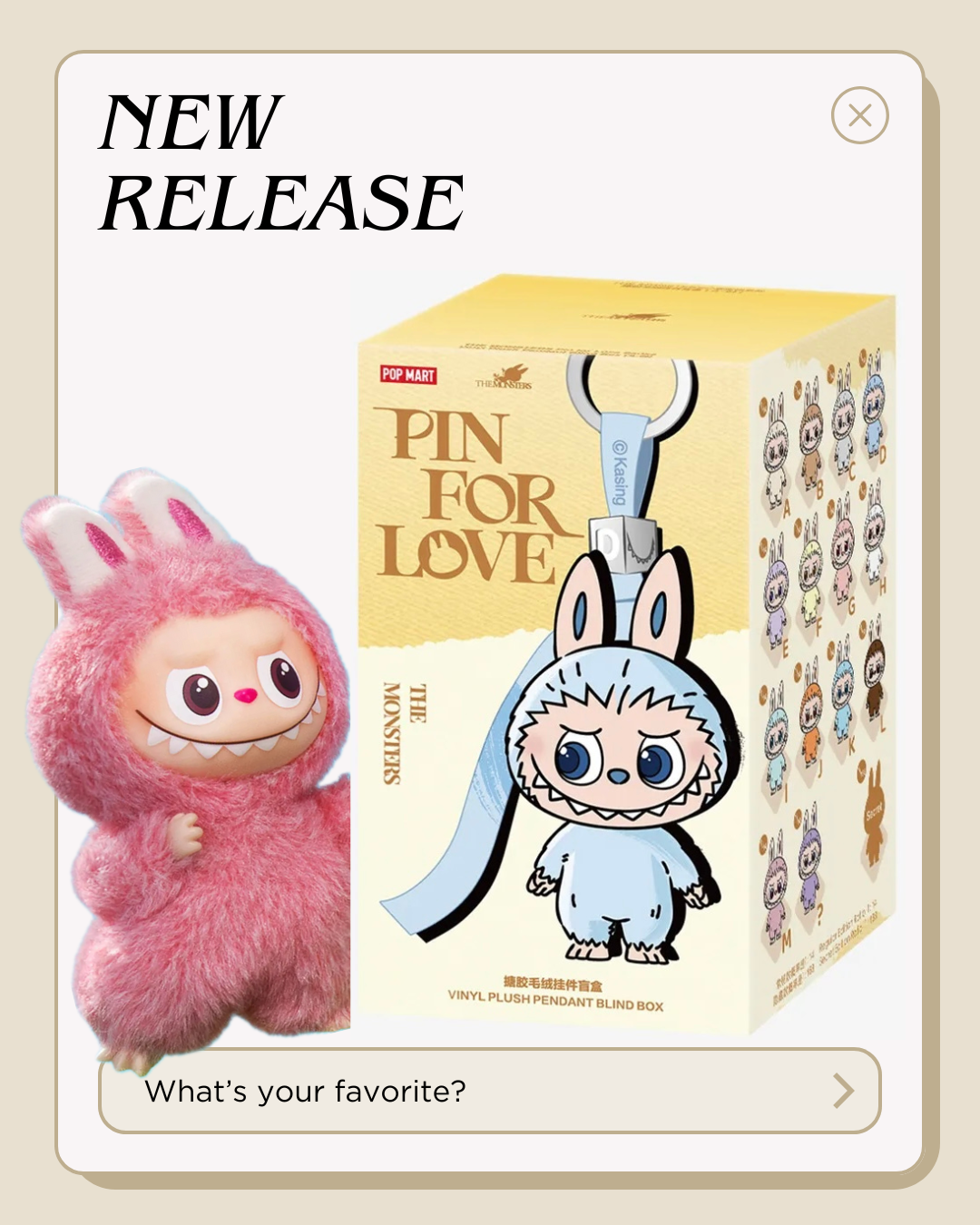 ( PICK YOUR LETTER )(USA) AUTHENTIC Labubu The Monsters – NEW RELEASE PIN FOR LOVE ( A - ?) (Single)