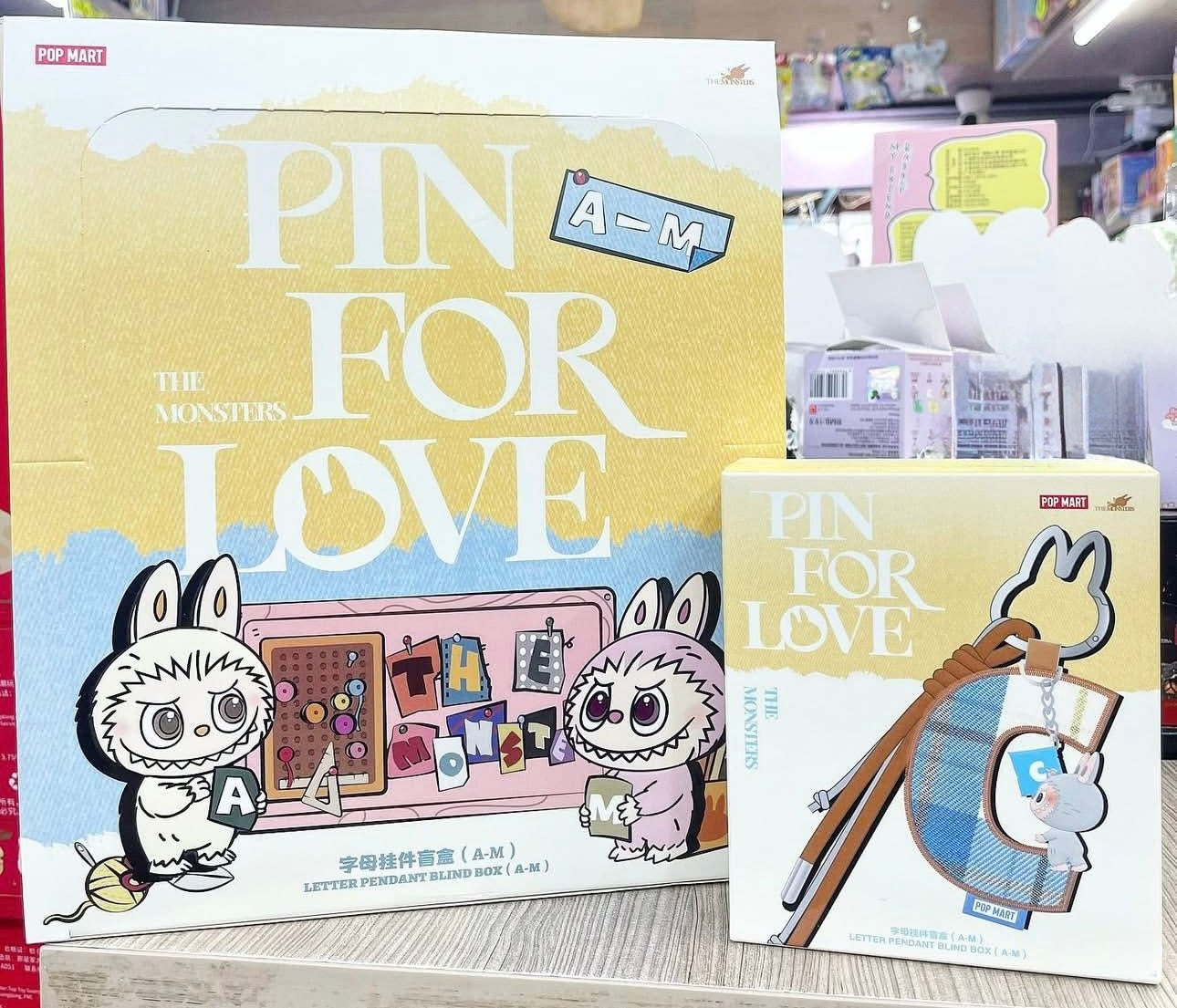 ( PICK YOUR LETTER ) Labubu The Monsters – NEW RELEASE PIN FOR LOVE Letter Pendant( A - M ) (Single)