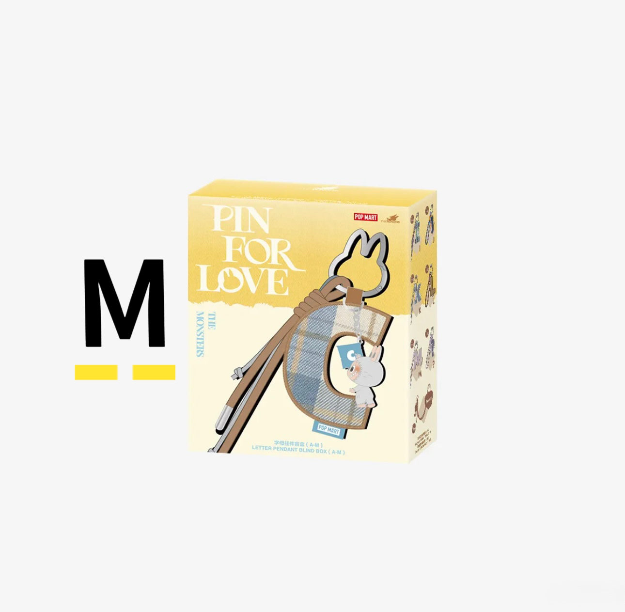 ( PICK YOUR LETTER ) Labubu The Monsters – NEW RELEASE PIN FOR LOVE Letter Pendant( A - M ) (Single)