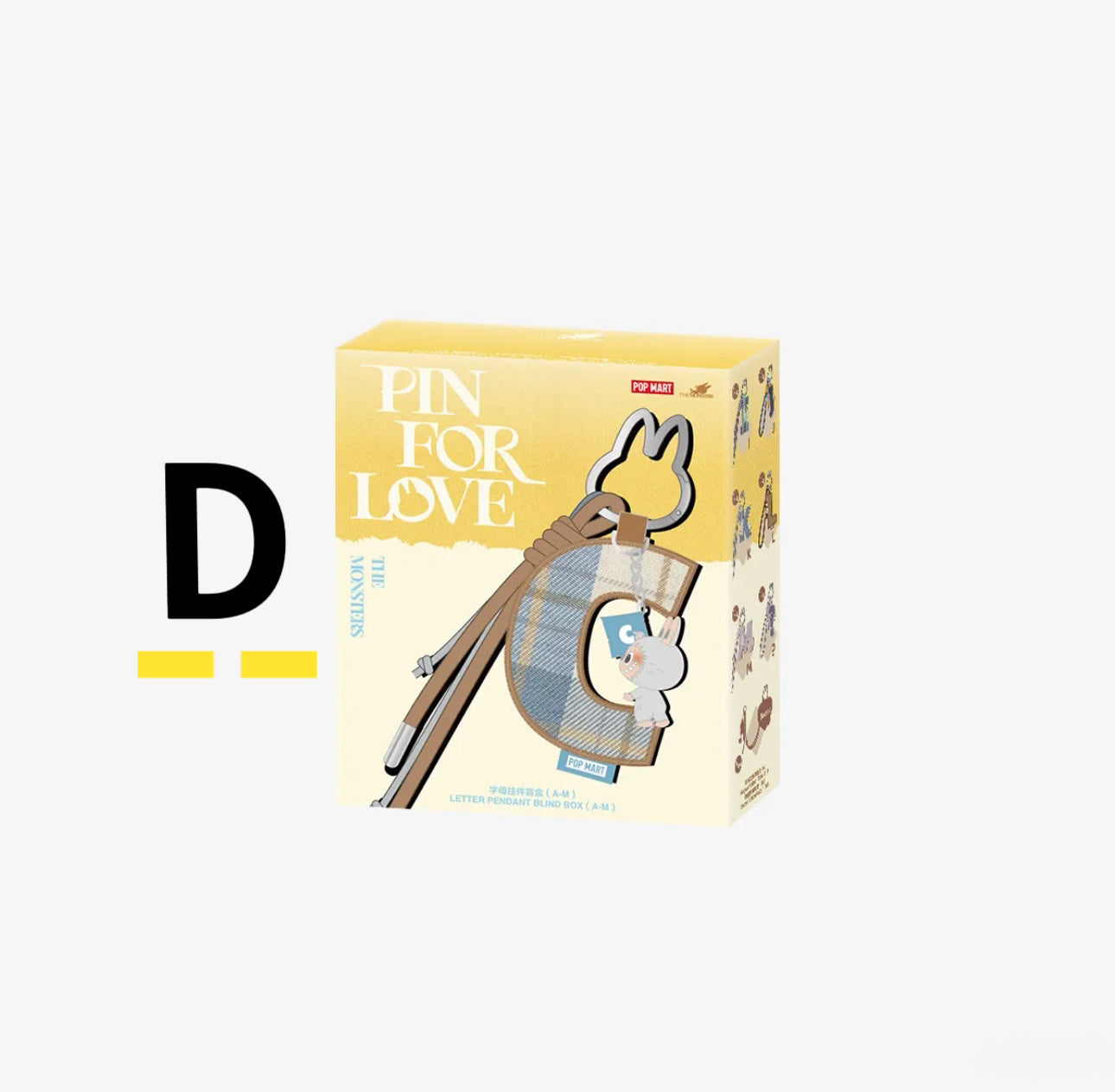 ( PICK YOUR LETTER ) Labubu The Monsters – NEW RELEASE PIN FOR LOVE Letter Pendant( A - M ) (Single)