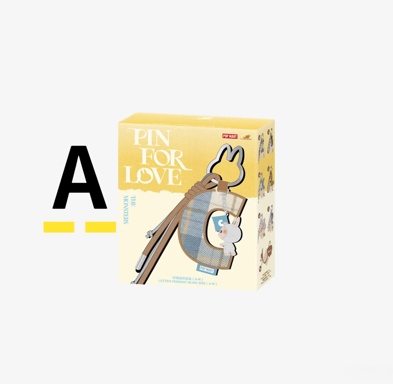 ( PICK YOUR LETTER ) Labubu The Monsters – NEW RELEASE PIN FOR LOVE Letter Pendant( A - M ) (Single)