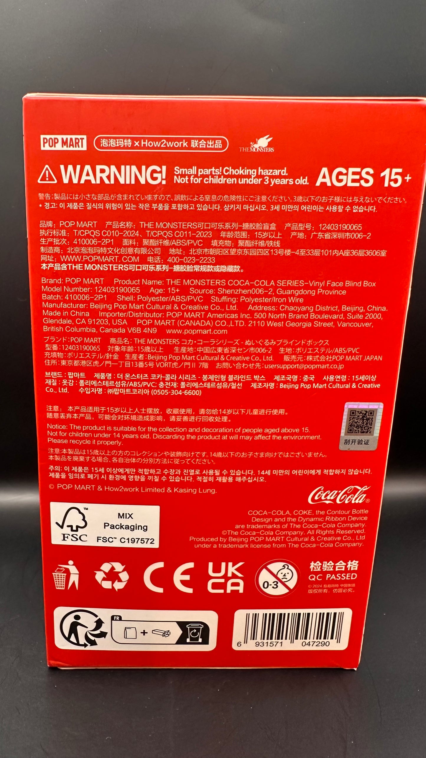 (USA) AUTHENTIC  – NEW Coca-Cola x The Monsters Labubu (Single) Blind Box